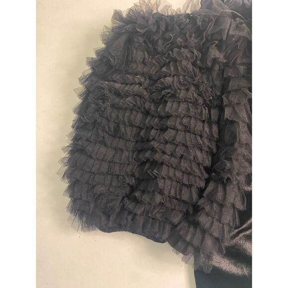 Zara Dress Black Velvet Tulle Balloon Sleeves Mini Off Shoulder Size Medium - Picture 15 of 16